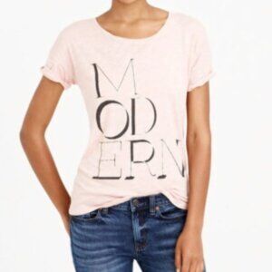 J.Crew S / M Modern Graphic Tee T-Shirt Blush Pink Black & Gold Letters